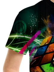 Colorful Cube 3D Print Boy's Casual Tees Short Sleeve Crew Neck T shirt