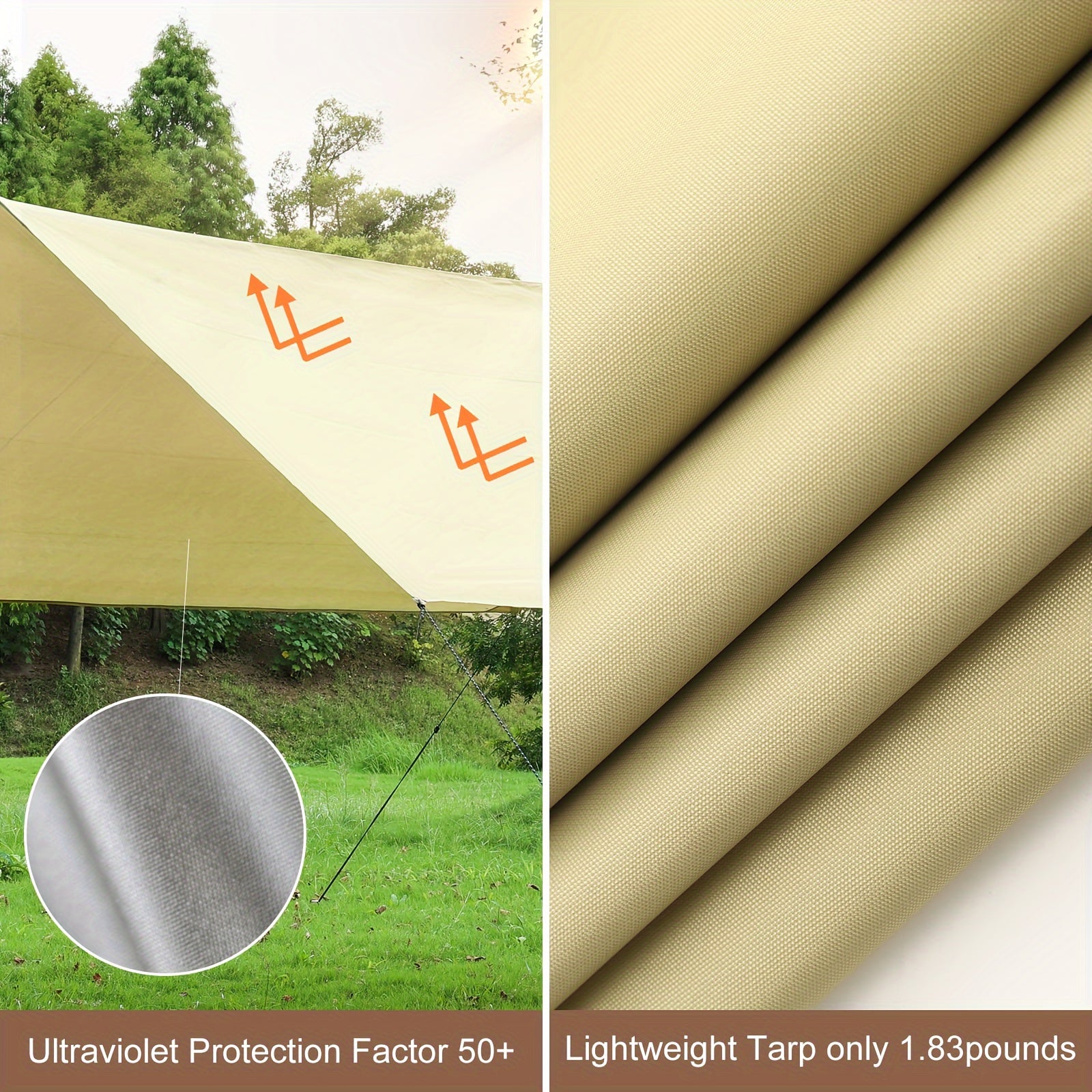 5x5m Camping Canopy With Poles - Waterproof & Lightweight UPF50