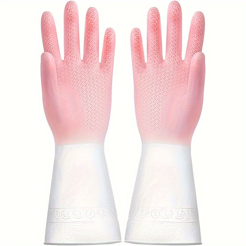 2pcs Set Kitchen Dish Washing Gloves PVC Rubber Silicone Latex