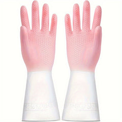 2pcs Set Kitchen Dish Washing Gloves PVC Rubber Silicone Latex