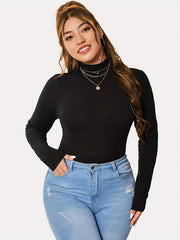 Solid Long Sleeve High Neck Top