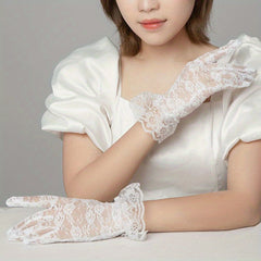Lace Floral Gloves Elastic Breathable Bridal Gloves
