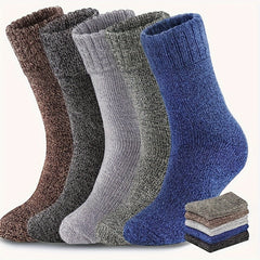 Men's Crew Socks, Winter Thicken Warm Solid Pairs, Autumn