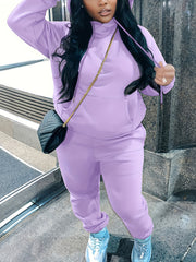 Solid Long Sleeve Hoodie & Joggers Set