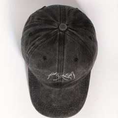 Distressed Gray Embroidered Baseball Cap