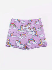 Kids Girls Pony Graphic Sports Shorts High Stretch Yoga Dance-Workout