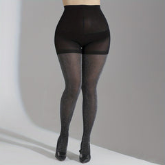 Colorblock Shinny High Rise Stretchy Pantyhose Plus Size Party Stockings