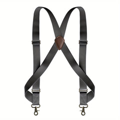 Men's Side Clip Suspenders Bronze Hook Buckle Elastic Casual Suspender