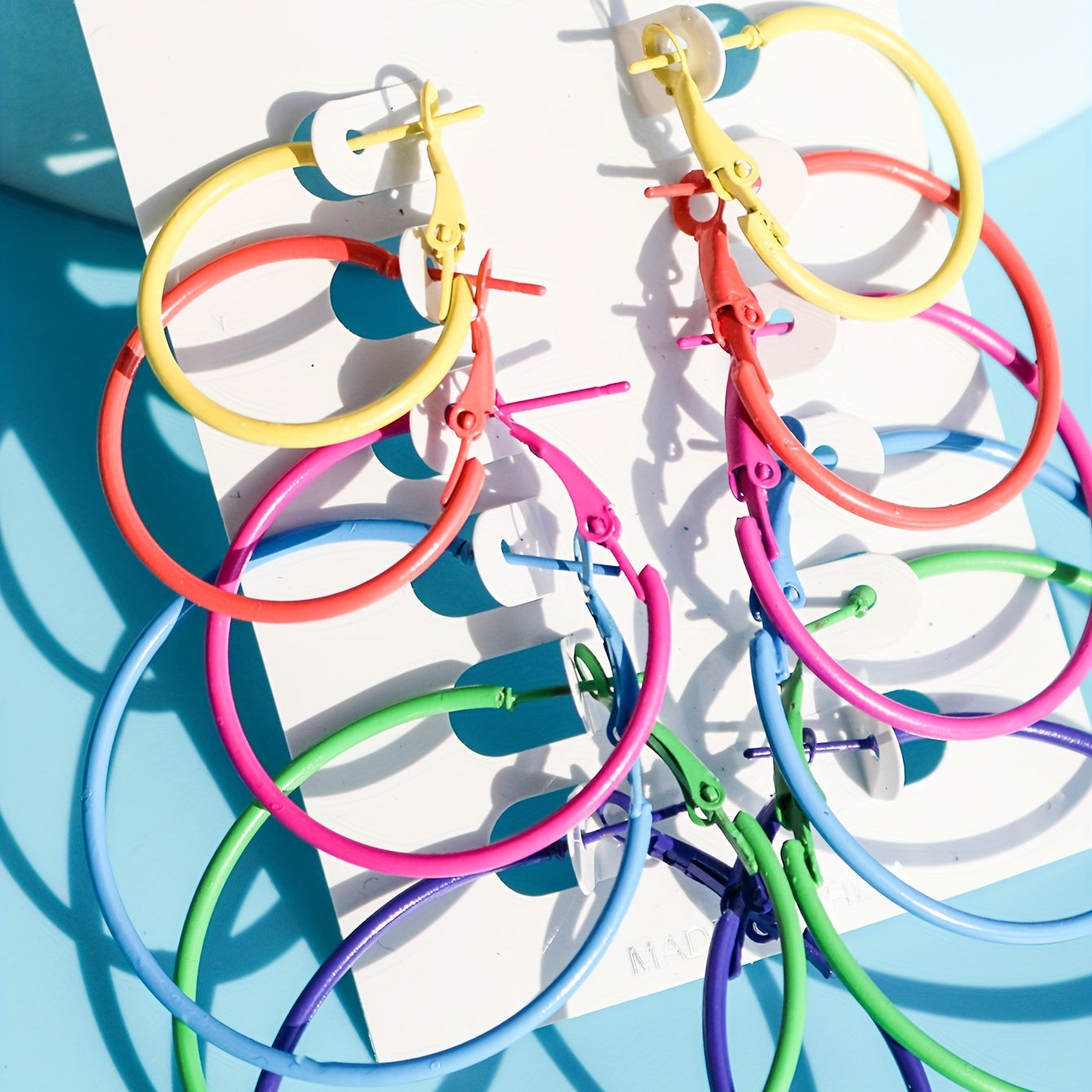6pcs Exaggerated Rainbow Candy Earrings Set