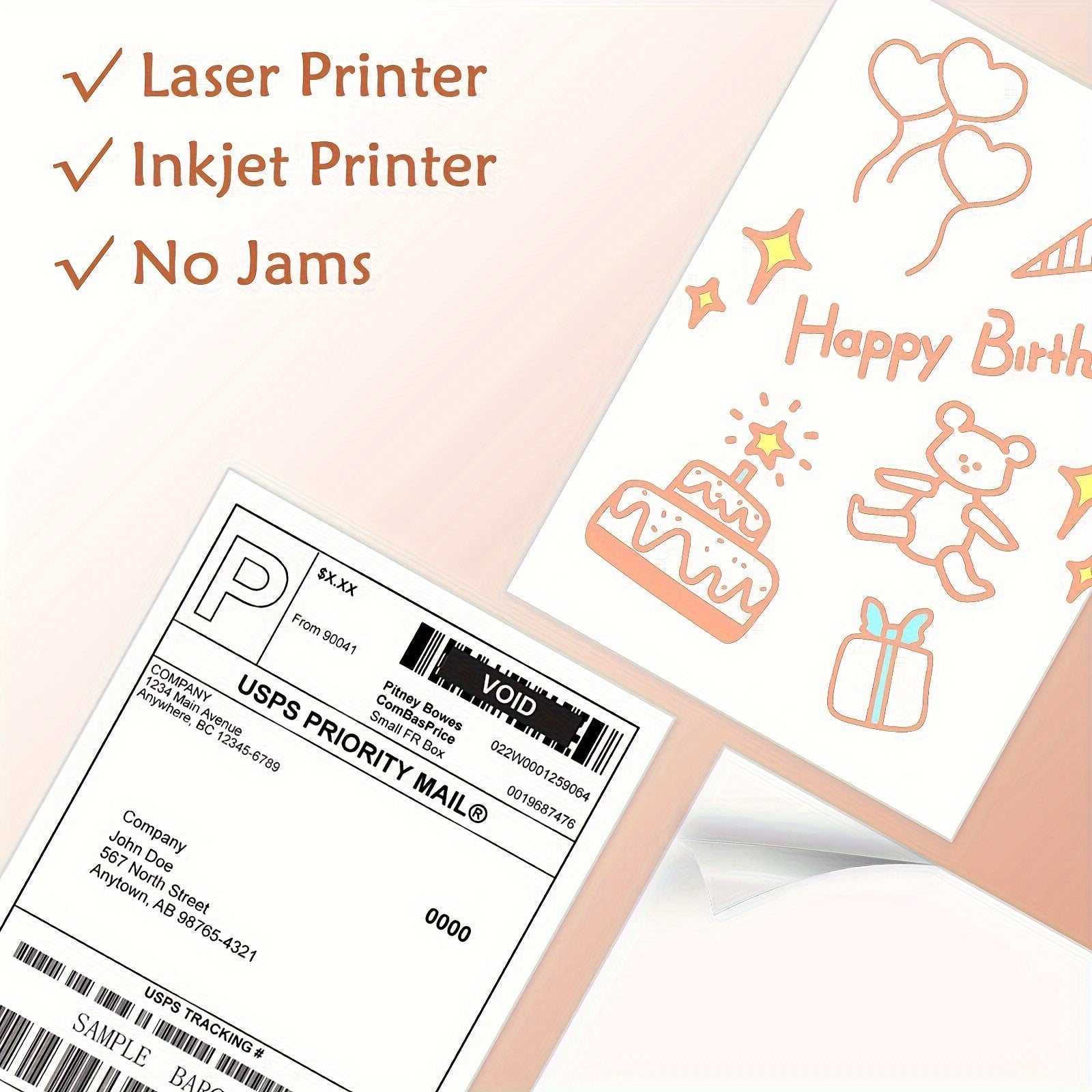 Full Sheet Matte Sticker Labels 8.5x11 for Laser & Inkjet Printer