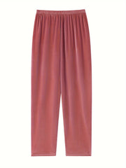 Velvet Lounge Pants Elastic Waist Medium Stretch