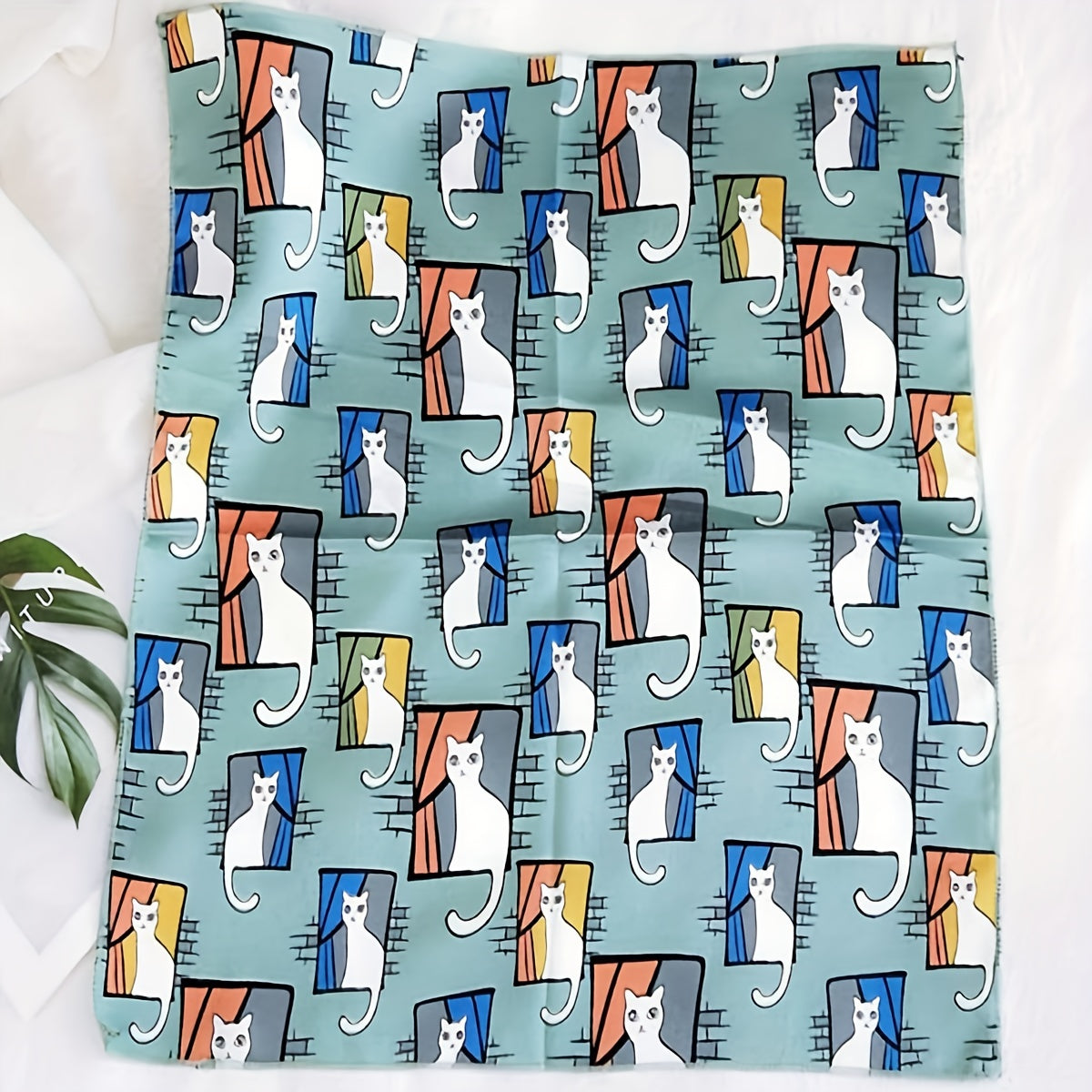 Vintage Chain Print Square Scarf Satin Bandana Silk Head Wrap
