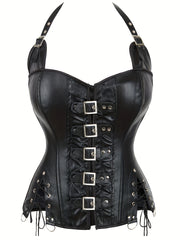 Punk Halter Lace Up Tummy Control Top Women's Underwear