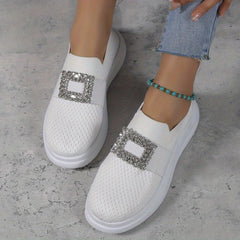 Women's Slip On Platform Shoes with Rhinestone Decor