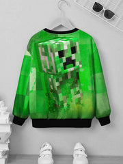 Kids Optical Illusion Robot Print Sweatshirt Casual Pullover