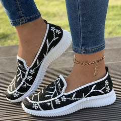 Floral Mesh Walking Shoes Lightweight Breathable Non-Slip