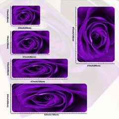 Purple Rose Kitchen Mat Non Slip Waterproof Stain Resistant Soft Sponge Doormat