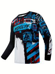 Men's Graffiti Pattern Long Sleeve Motorcycle Off road T shirt Quick Drying