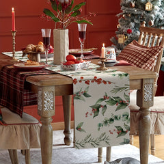 Christmas Eucalyptus Leaves and Berries Table Runner 33x18