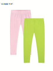 2pcs Girls Stretch Soft Leggings Solid Pants Kids Spring Summer Clothes