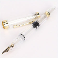 Clear Demonstrator Fountain Pen Fine Nib Silver Clip