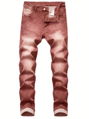 Slim Fit Vintage Jeans Men's Casual Street Style Distressed Denim Pants