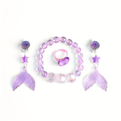 Little Mermaid Jewelry Set: Earrings, Ring & Bracelet x4