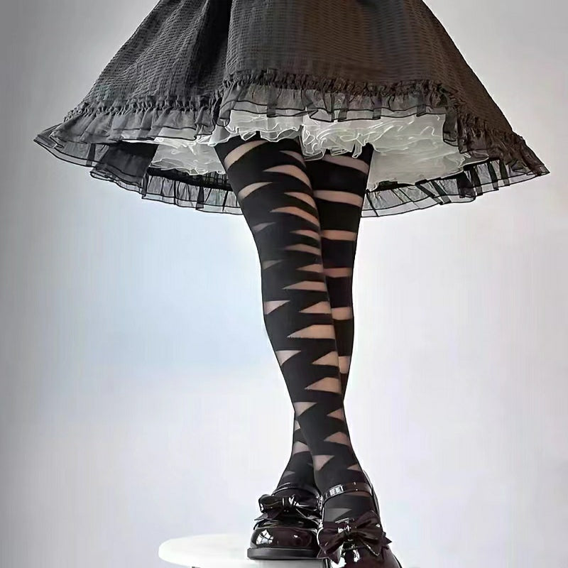 Bandage Striped Mesh Tights Stockings for Women