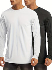 2 Pcs Men's UPF 50 Sun Protection T-shirts Long Sleeve Quick Dry Tops