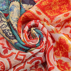 Boho Flower Print Scarf Vintage Tassel Shawl Windproof Head Wrap