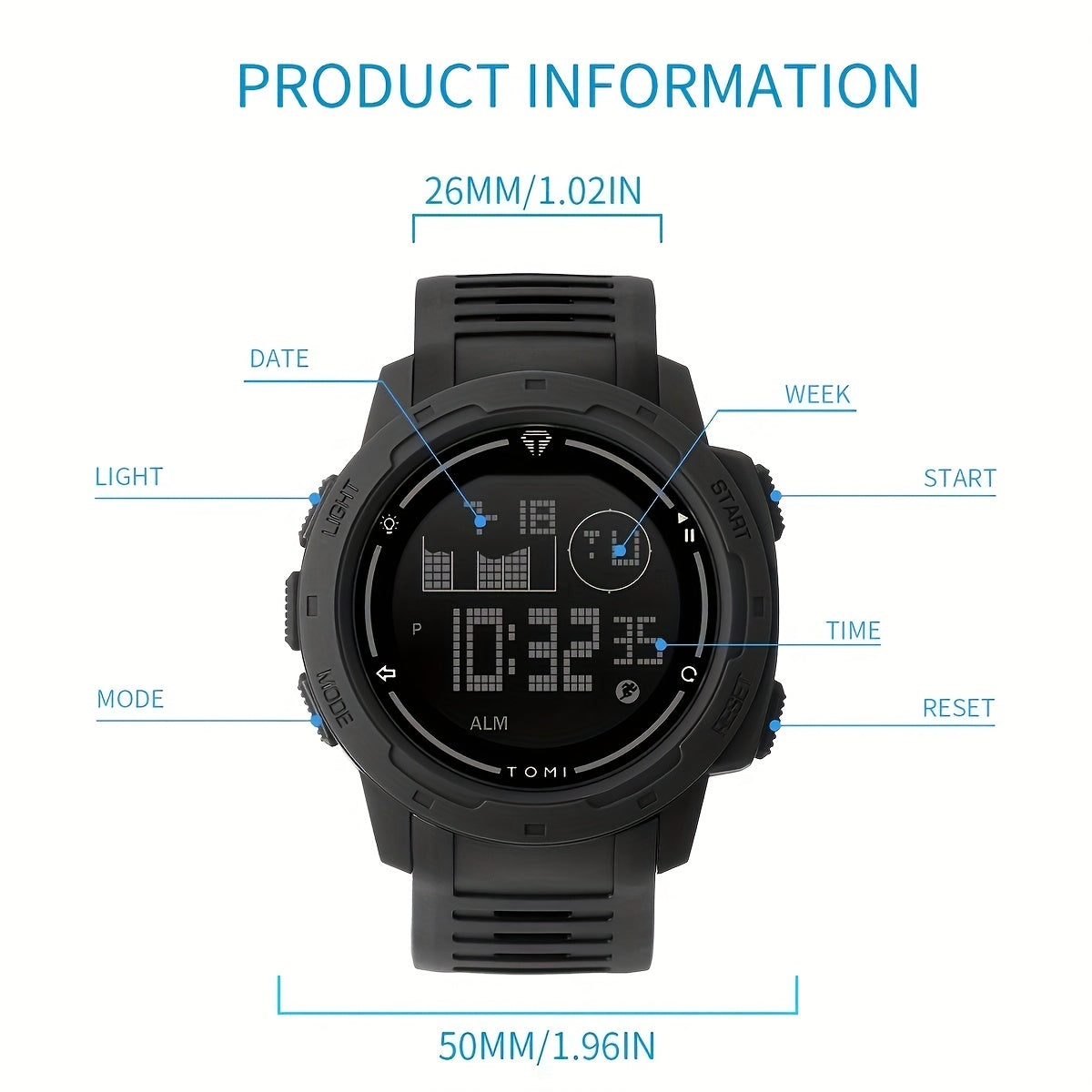 Boys & Teenagers Large Dial Sports Multifunctional Luminous Watch