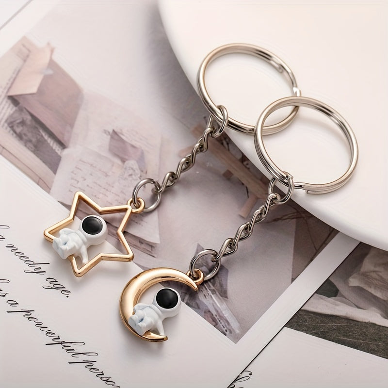 Moon Stars Astronauts Keychains Bag Purse Pendant Gift