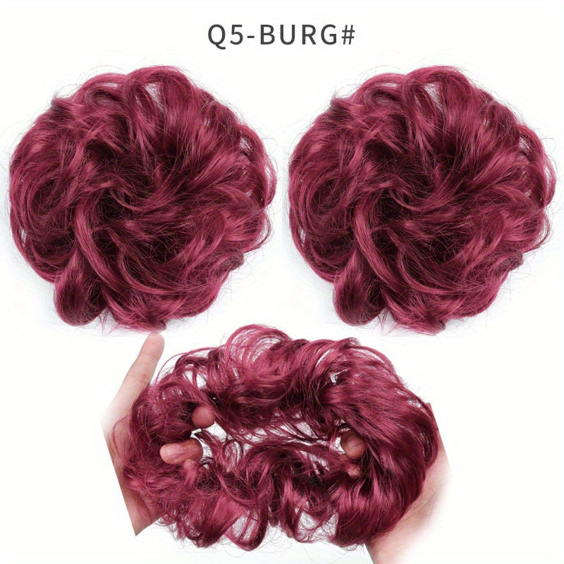 Messy Hair Bun Extensions Curly Wavy Chignon Scrunchy Updo Hairpiece