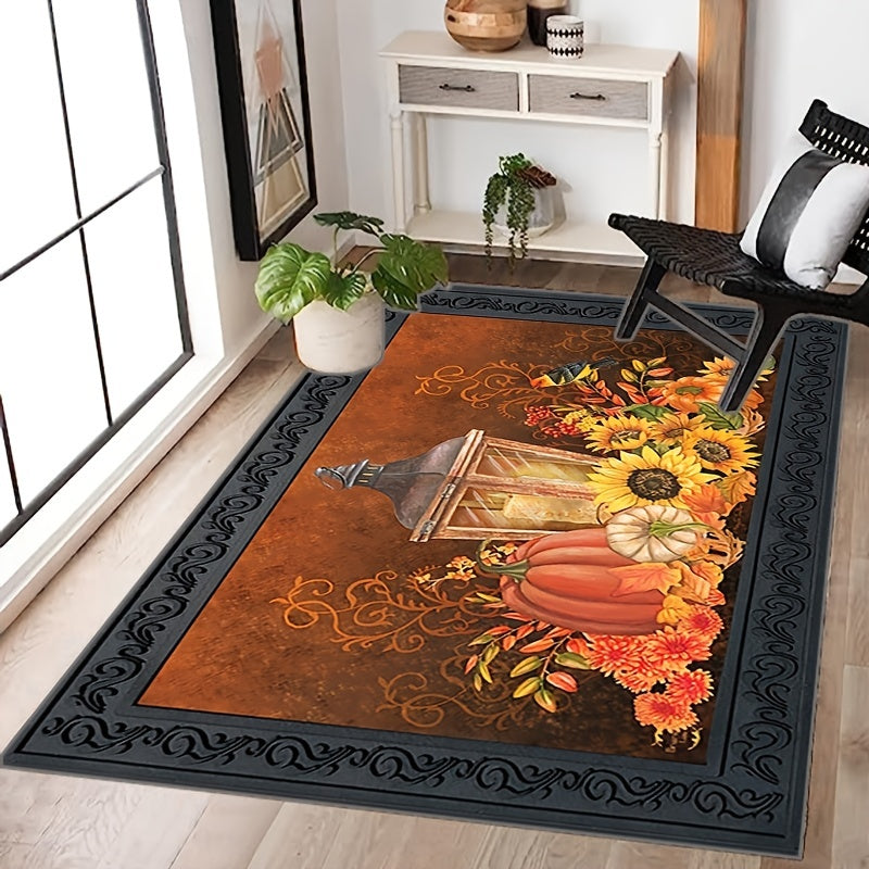 Halloween Pumpkin Print Area Rug Waterproof Non Slip Stain Resistant Floor Mat