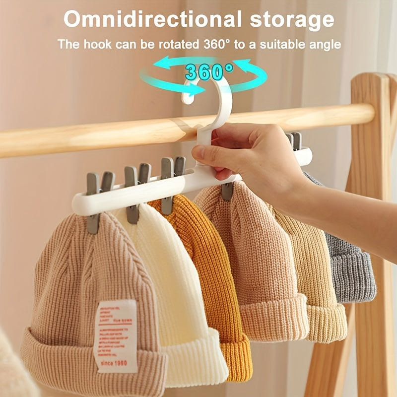 Hat And Scarf Organizer with Clothes Rack and Clips