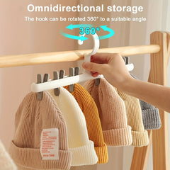 Hat And Scarf Organizer with Clothes Rack and Clips