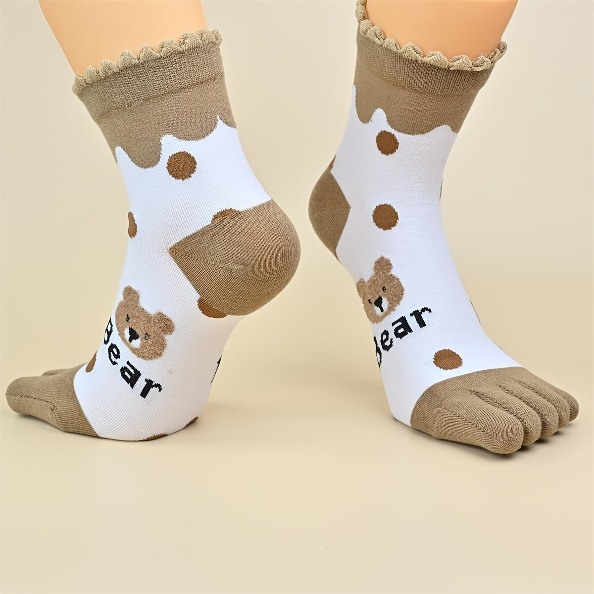 10 Pairs Cute Bear Print Socks for Women
