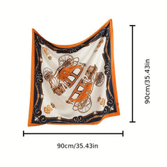 Vintage Carriage Print Bandana Silk Scarf for Women