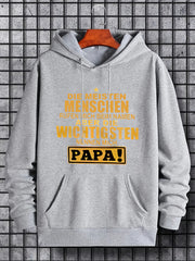 Men's Papa Print Hoodie Casual Drawstring Hooded Sweatshirt