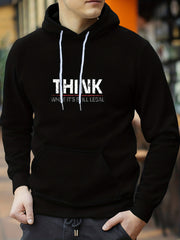 THINK Print Hoodie Hoodies For Men Men's Casual Graphic Pullover Hooded Sweatshi