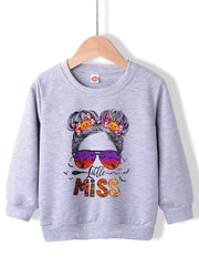 Little Miss Portrait Halloween Sweatshirt For Girls