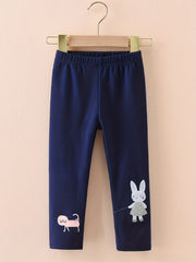 Girls Cat & Rabbit Print Cotton Leggings for Autumn & Spring