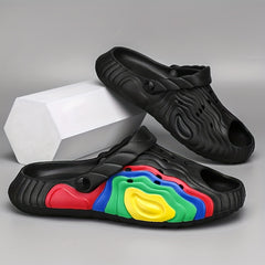 Men's Rainbow Stitching Print Summer Home Slippers