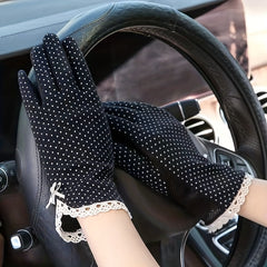 Polka Dot Lace Gloves Solid Women Cycling Thin Touch Screen Ice Glove