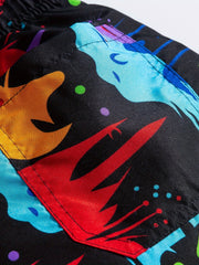 Colorful Paint Splash Print Shorts Casual Summer Pool Beach Shorts