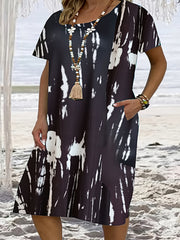 Women's Plus Tie Dye Short Sleeve T-shirt Dress