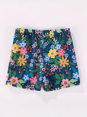 Boys Flower & Leaf Print Swim Trunks for Vacation