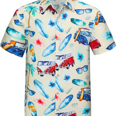 Tropical Hawaiian Shirt Men's Short Sleeve Button Up Beach Vacation Shirt