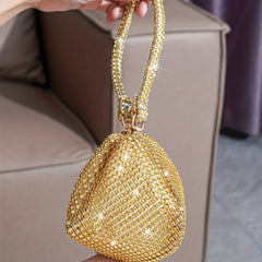 Rhinestone Decor Geometric Evening Satchel Bag