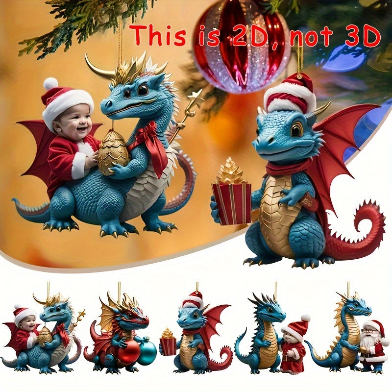 Christmas Dragon Acrylic Pendant Art Deco Car Pendant Backpack Decoration